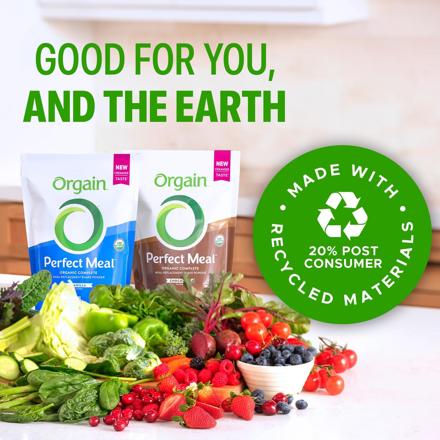 Orgain Perfect Meal, Organic, Vegan Meal Replacement Protein Powder, Vanilla - 25g Plant Based Protein, 80+ Superfoods, 1B Probiotics & 10g Fiber