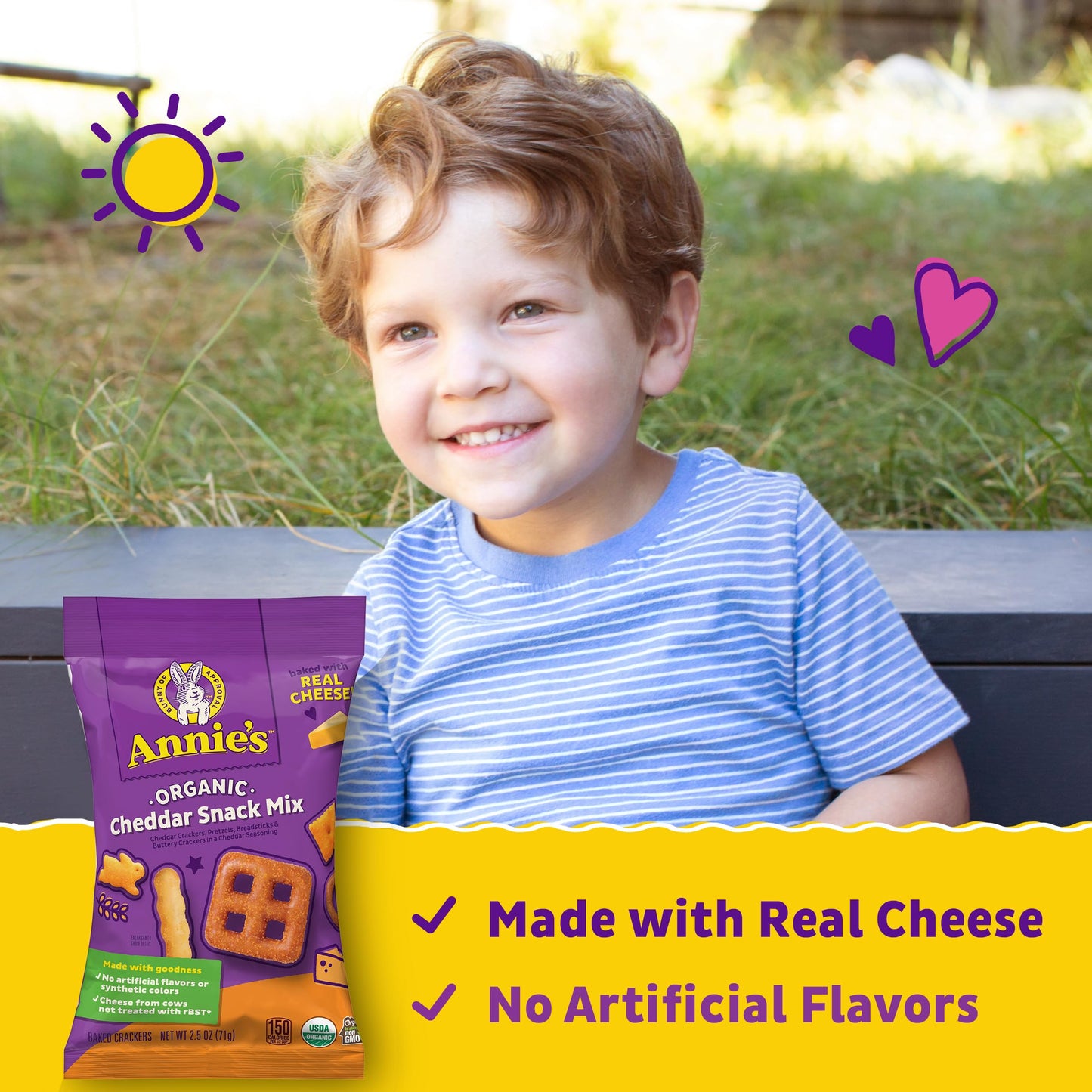 Annie's Organic Cheddar Snack Mix With Assorted Crackers and Pretzels, 2.5 oz Bag (Pack of 12)