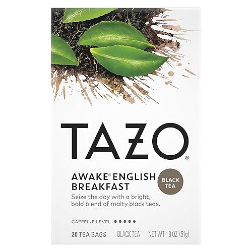 Tazo Awake English Breakfast Tea Bags For a Bold Traditional Breakfast-Style Tea Black Tea Highly Caffeinated Tea 20 Tea Bags