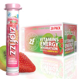 Zipfizz Daily Energy Drink Powder, Strawberry Kiwi, 20 Pack | 3-in-1 Sustained Energy, Rapid Hydration, and Essential Vitamins | Sugar-Free |