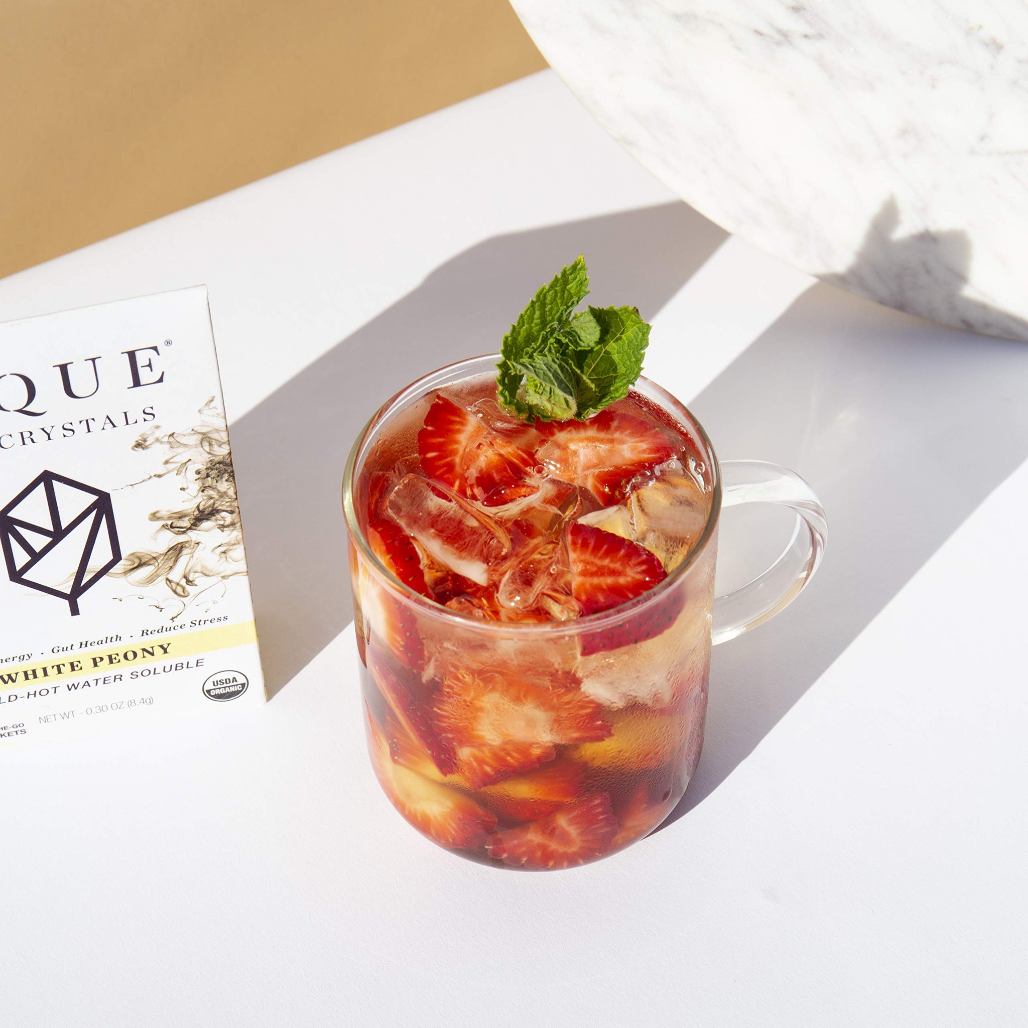 Pique Organic White Peony Tea Crystals - Antioxidants for Radiant Skin, Immune Support, Fujian Chinese Caffeinated Tea - 14 Single Serve Sticks (Pack