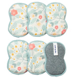 Bright Habits Sponge Set in Blossom Blue, 6 Pack Super Absorbent Washable Reusable Cleaning Sponges Made from Recycled Materials, Durable Eco Friendly