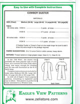 Zelikovitz Cowboy Duster Pattern: Sewing Pattern, Duster, S, M, L, XL, XXL, Brown