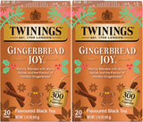 Twinings Gingerbread Joy Holiday Tea, Black Tea Naturally Flavored with Cinnamon and Ginger, Tea Bags Individually Wrapped, 20 Count Ea (Pack of 2)