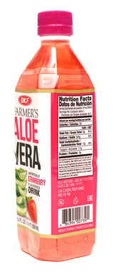 OKF Farmer's Aloe Vera Drink, Strawberry, 16.9 Fluid Ounce (Pack of 12)