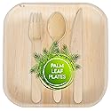 Perfectware 6 inch Square Palm Leaf Plates. Eco Friendly Dinnerware. Set of 25 Plates