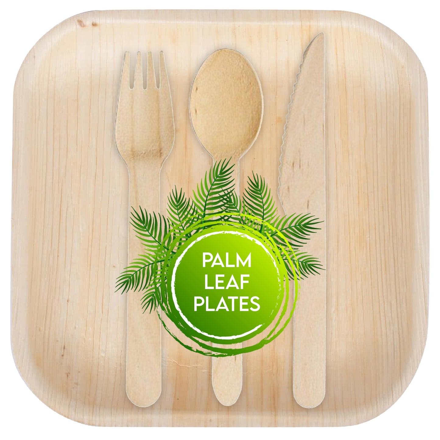 Perfectware 6 inch Square Palm Leaf Plates. Eco Friendly Dinnerware. Set of 25 Plates