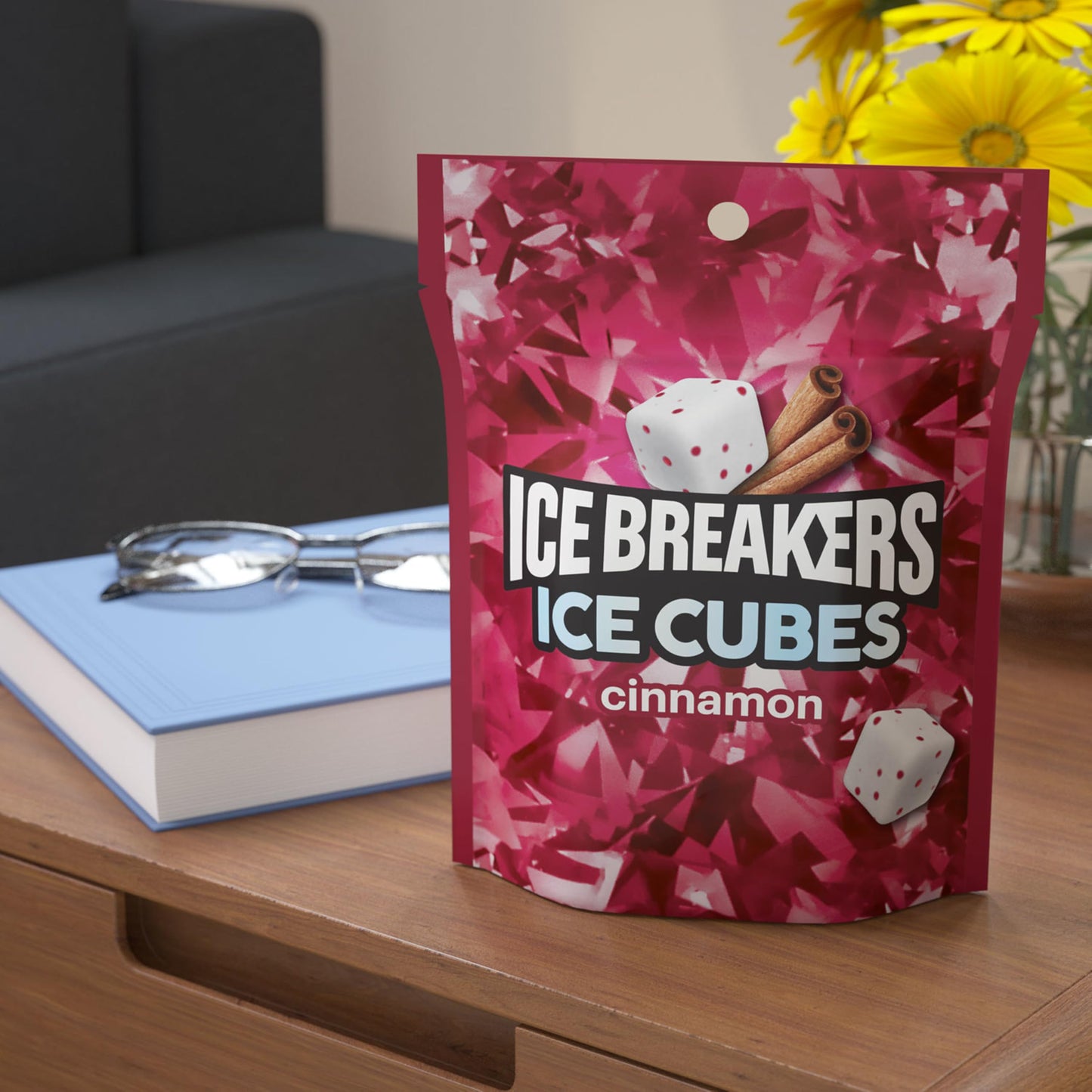 Ice Breakers Ice Cubes Cinnamon Sugar Free Chewing Gum Pouch, 8.11 oz (100 Pieces)