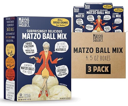 The Matzo Project Matzo Ball Mix, Natural, Vegetarian, No MSG, Nut Free, 3-Pack, 4.5oz Boxes, Kosher but NOT Kosher for Passover