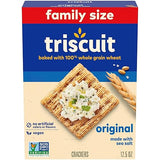 Triscuit Original Whole Grain Wheat Crackers, Vegan Crackers, Healthy Snacks, Lunch Snacks, Family Size, 12.5 oz