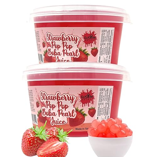 Fusion Select Bursting Boba Popping Boba Pearls Fruit Tea Snack Toppings (Strawberry, 2 Pack)