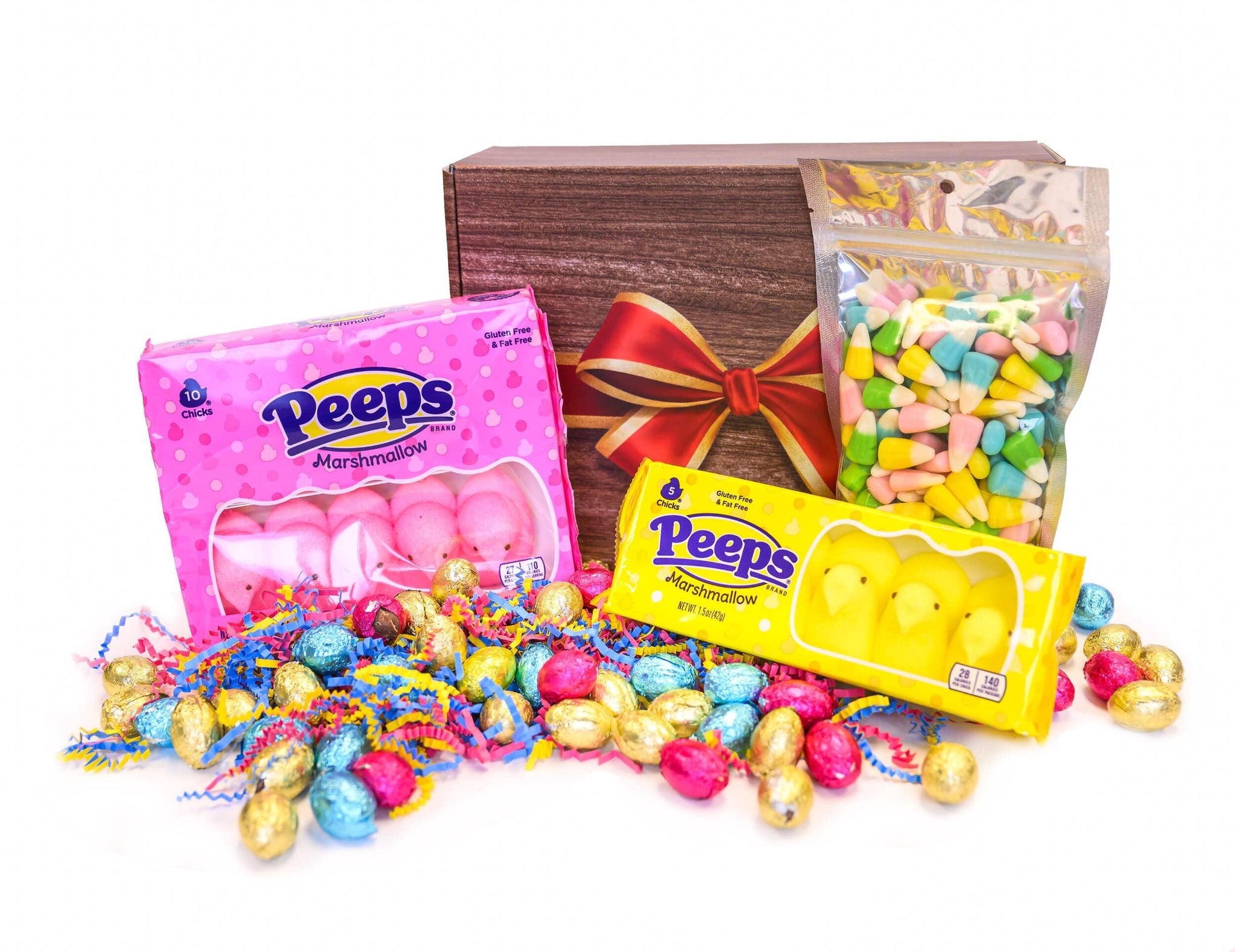 Gift Box Garden | Easter Candy & Chocolate Gift Box | Includes Marshmallow Chicks, Candy Corn & Foil Wrapped Chocolate Eggs | Festive Bunny Basket