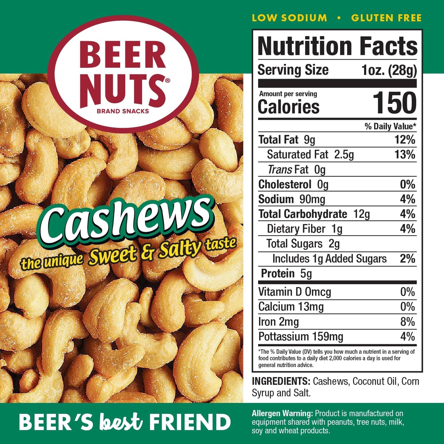 BEER NUTS The Nuts Nutstack Trio - Original Peanuts, Cashews and Mixed Nuts - Travel Size Sweet & Salty Bar Nuts - Gluten Free, Kosher, Low Sodium