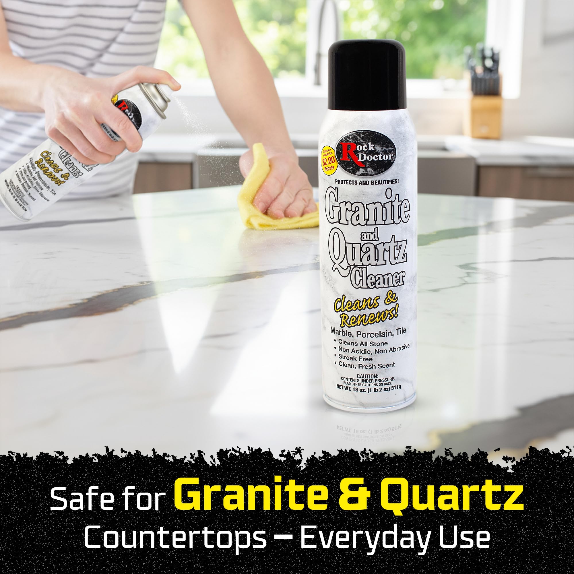 Rock Doctor Granite Cleaner - Cleans& Renews Surfaces - (18 oz) Surface Cleaner Spray, Granite/Marble Countertop Cleaner, Cleaning Spray for Vanity