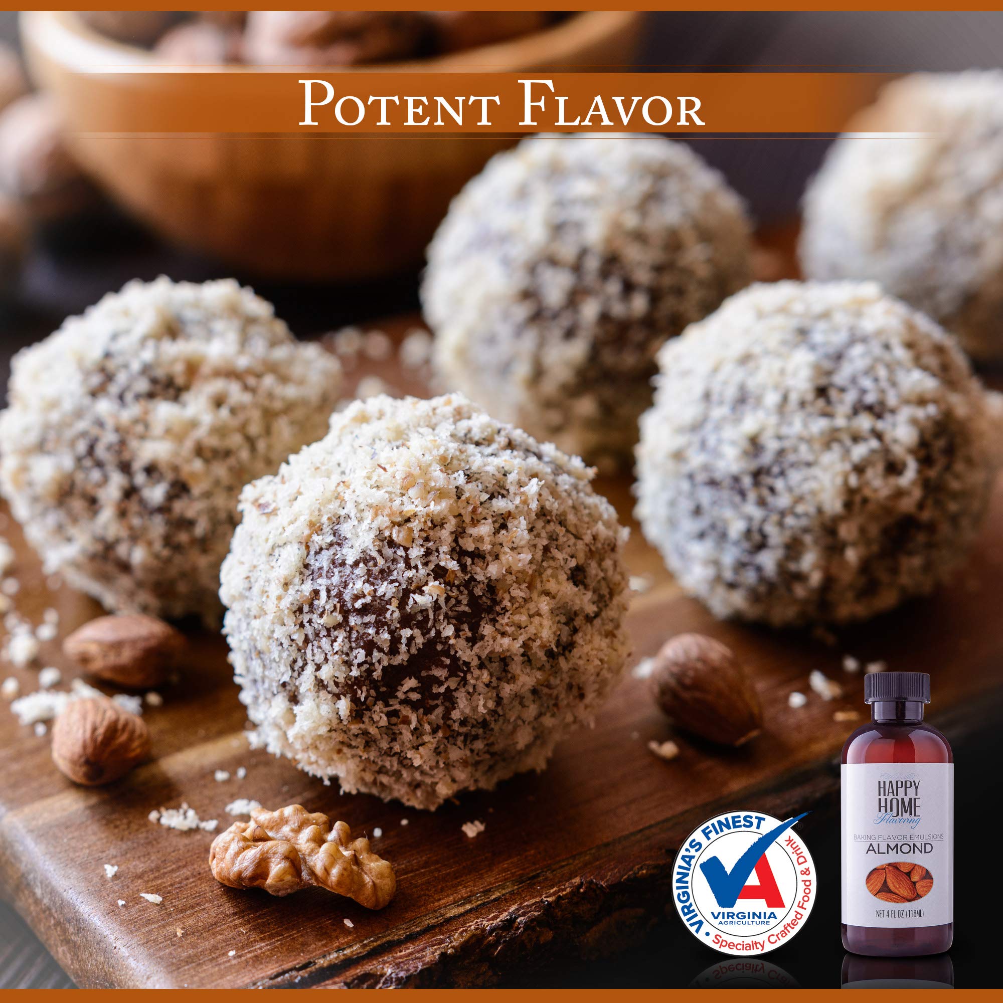 Happy Home Flavoring Natural Almond Baking Flavor Emulsion - Certified Kosher, 4 oz.