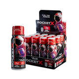 RocketX Energy Shot, Zero Calorie and Zero Sugar Energy Drink, with Natural Caffeine and B-Vitamins, Midnight Berry Flavor, 3 fl oz, Pack of 12