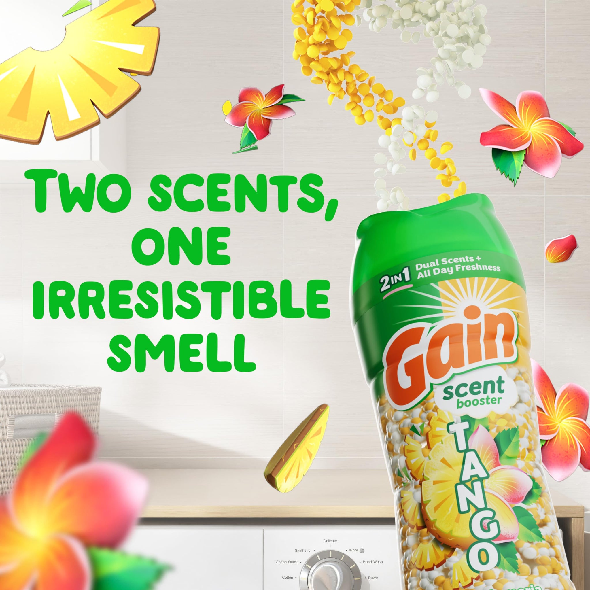 Gain Tango 2-in-1 Laundry Scent Booster Beads, Piña and Plumeria Scent, 21.1 oz, Laundry Beads with Dual Scents Plus All Day Freshness