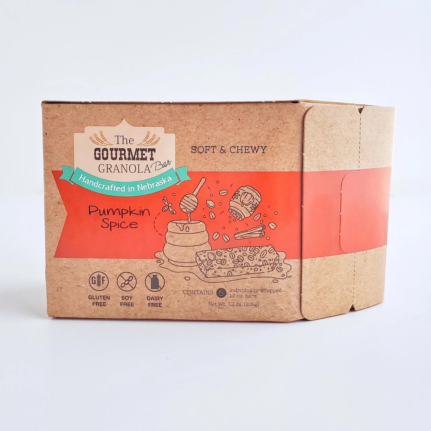The Gourmet Granola | Pumpkin Spice Granola Bars | Soft and Chewy | Gluten Free | Soy Free | Great On the Go Snack | Made in Nebraska USA | 1.2 oz Bar