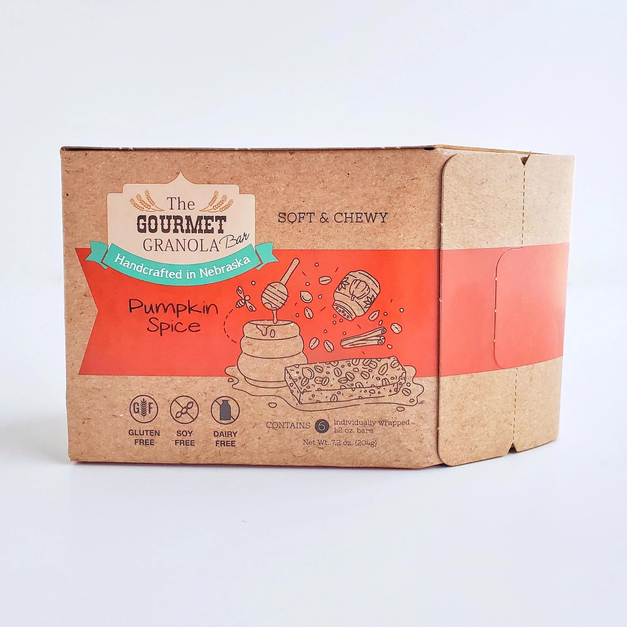 The Gourmet Granola | Pumpkin Spice Granola Bars | Soft and Chewy | Gluten Free | Soy Free | Great On the Go Snack | Made in Nebraska USA | 1.2 oz Bar