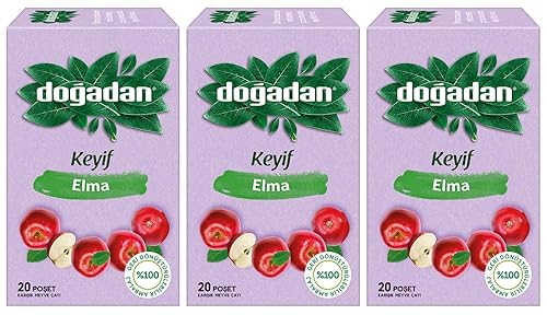 Dogadan, Premium Turkish Apple Tea (Elma Cayi) - 20 Tea Bags - Pack of 3