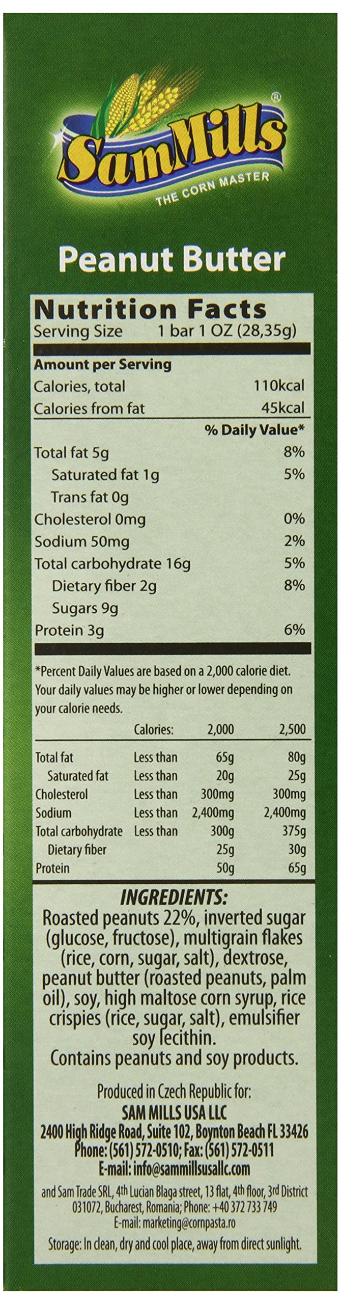 Sam Mills Gluten Free Granola Bars, Peanut Butter, 5 Ounce