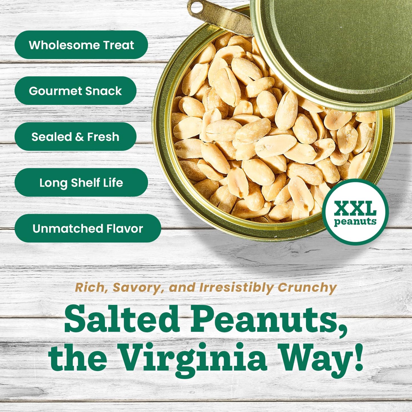 Hubs Peanuts Premium Salted Virginia Nuts, Non-GMO, Gluten Free Healthy Snacks - Irresistible Crunch & Flavored Peanuts - Made from Premium