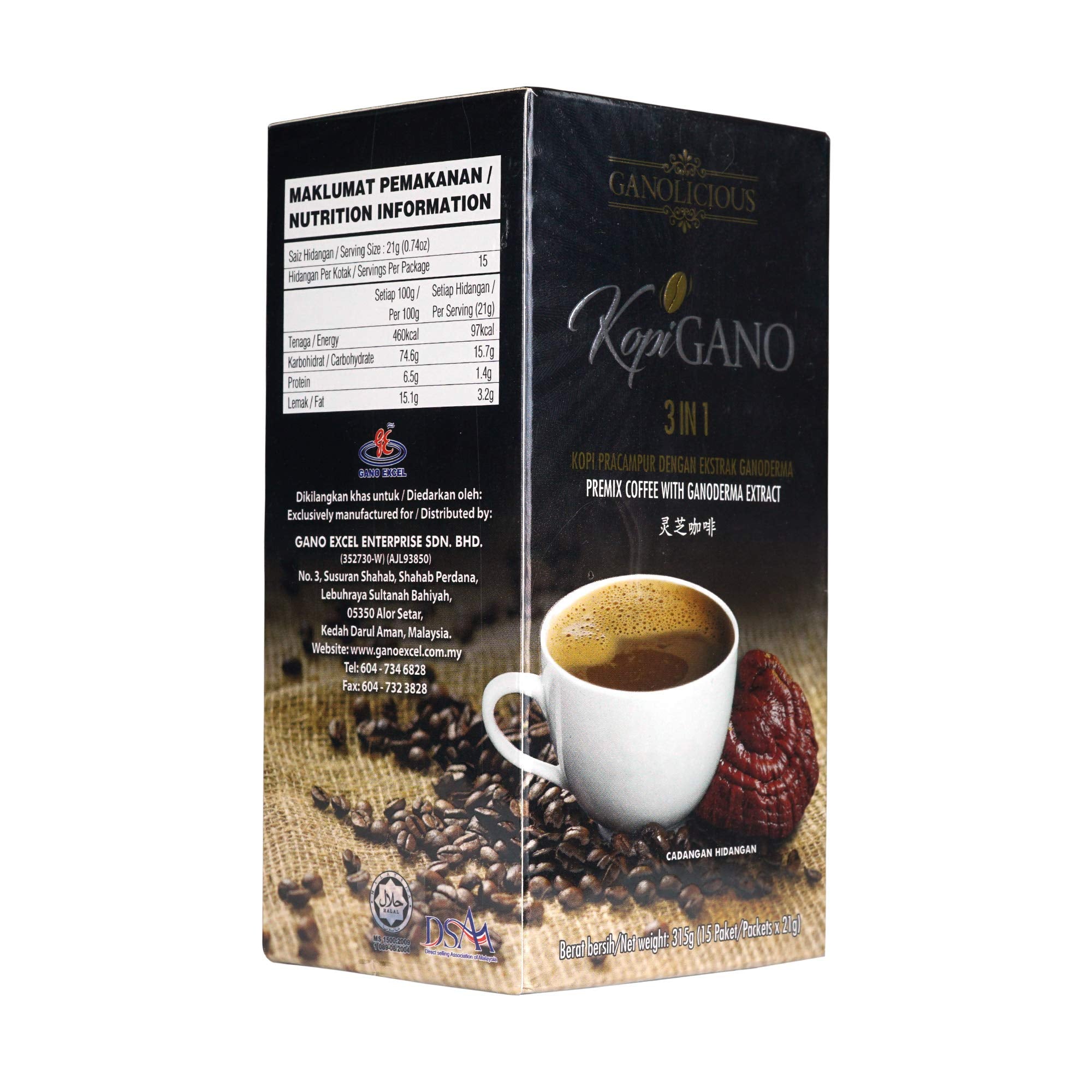 Gano Kopi 3 in 1 Coffee 10 Boxes 150 Sachets