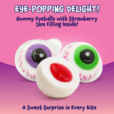 Eyeballs Gummy Candy - 19 Oz Jar (30 Count) - Strawberry Jelly Filled Gummies - Individually Wrapped Candy - Party Favors - Spooky Eyes Gummies by