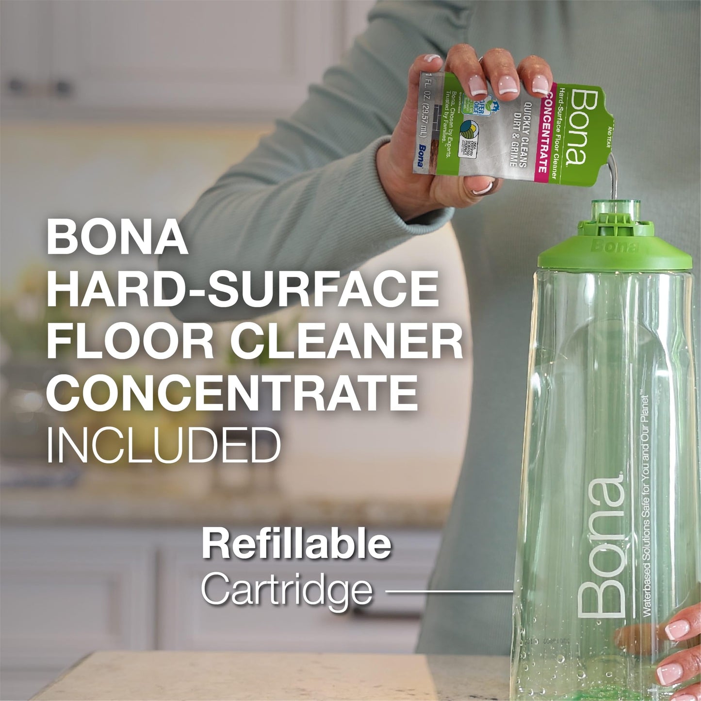 Bona Multi-Surface Floor Premium Spray Mop - Includes Multi-Surface Floor Cleaner Concentrate and Machine Washable Microfiber Cleaning Pad