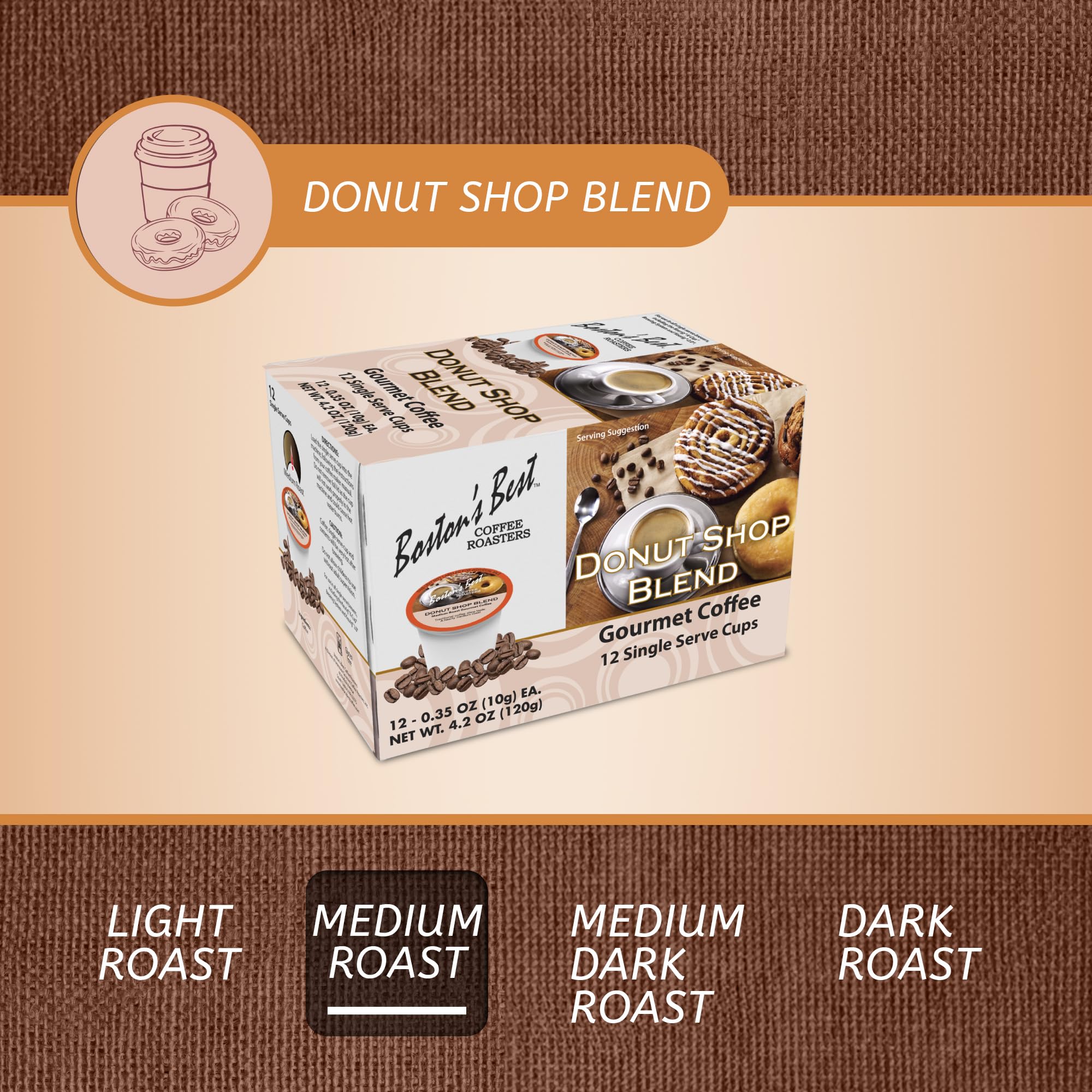 Boston’s Best - Hearty Donut Shop Decaf Medium Roast Coffee, Delicious Gourmet, Compatible with Keurig CoffeeMaker, 1 Count (12 Single Serve Cups)