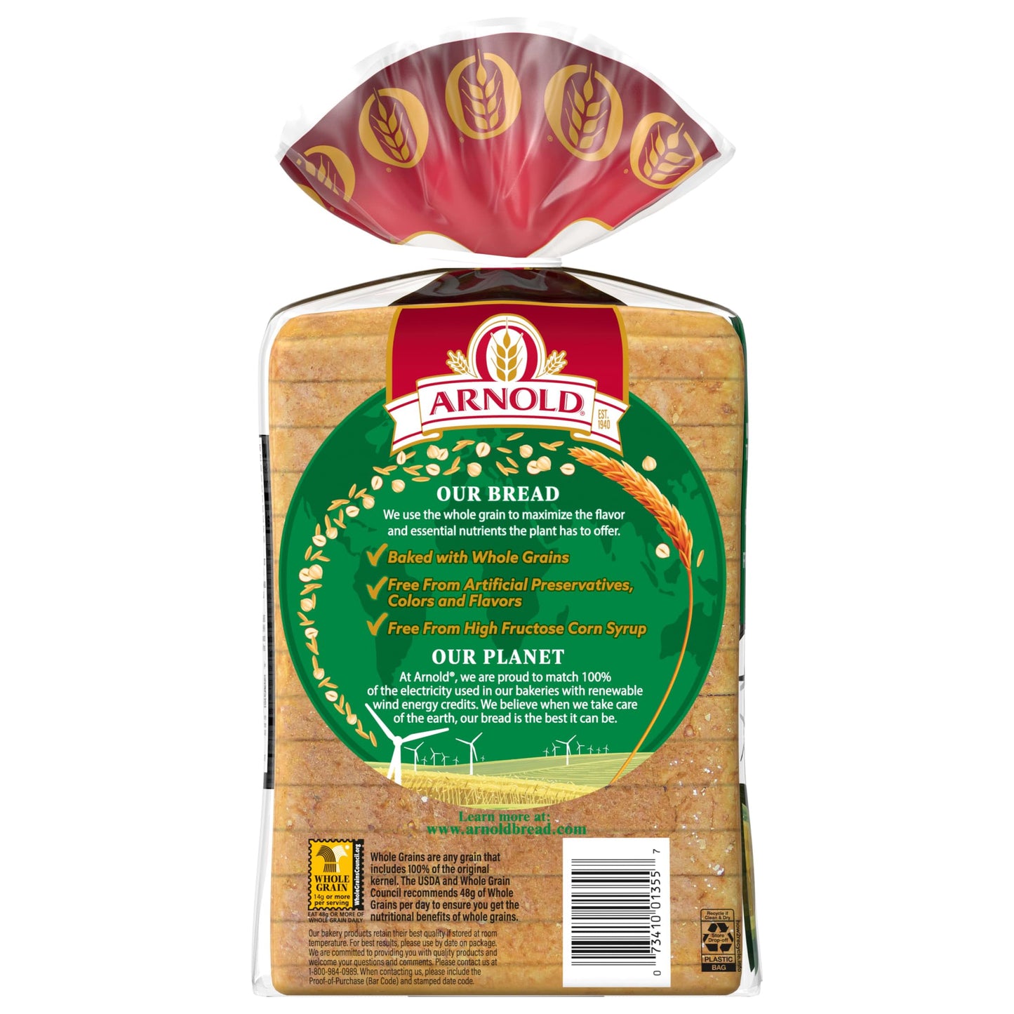 Arnold Whole Grains Oatnut Bread, Bread Free From Artificial Colors, Flavors and Preservatives, 24 oz Loaf