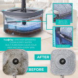 True & Tidy True Clean Spin Mop & Bucket System - Dual Compartment Design for Clean & Dirty Water, 360° Swivel Mop Head, Built-in Scrubbing Brush