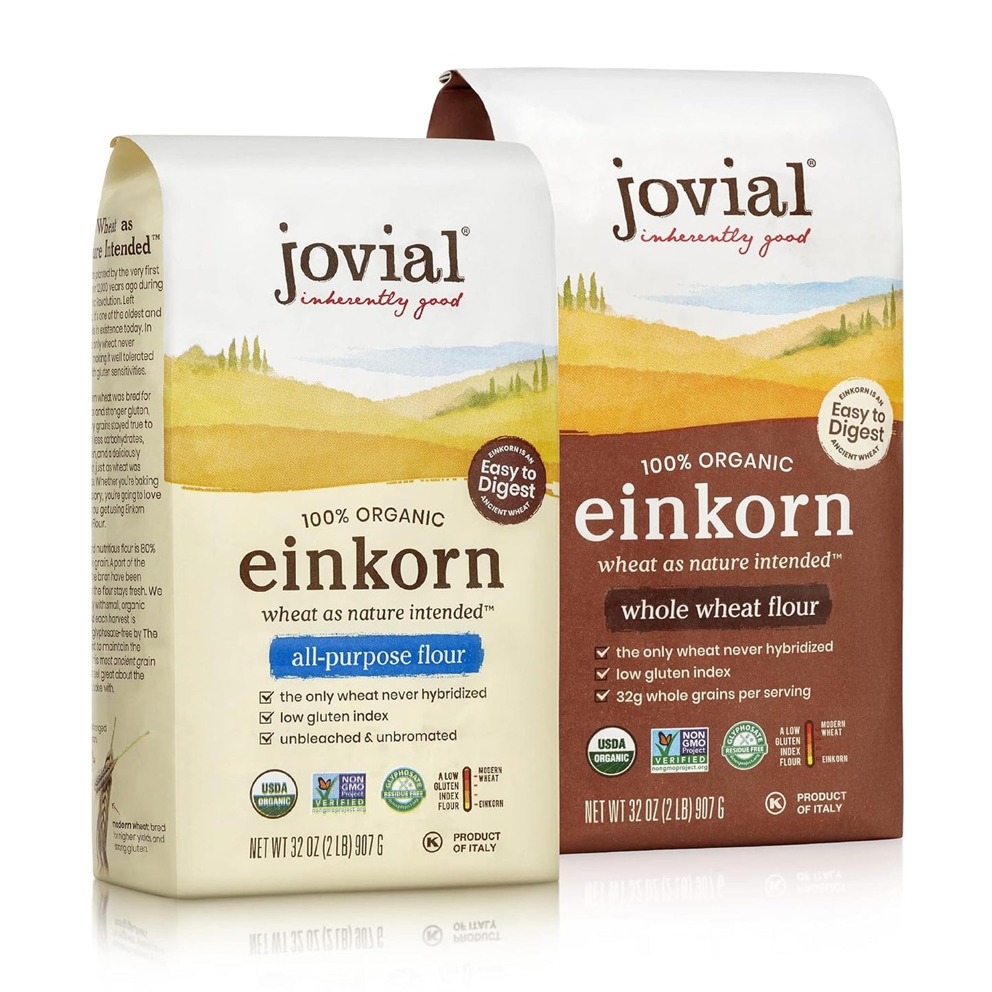Jovial Organic Einkorn Whole Wheat & Unbleached All Purpose Flour - Bread Baking Flour for Sourdough, High Protein, Non-GMO, Organic Pizza & Pasta