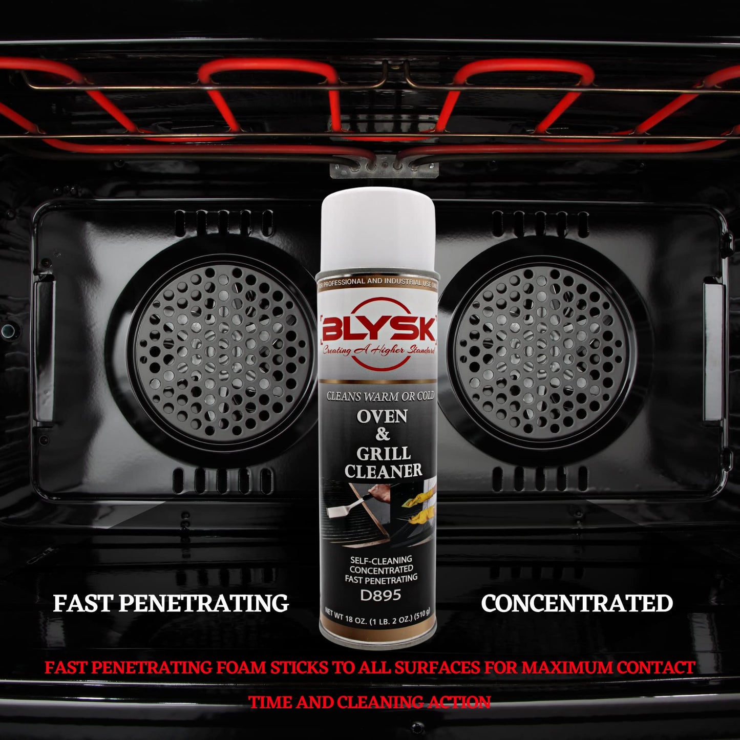 Blysk Oven & Grill Cleaner 18 oz (D895) heavy duty, fast penetrating, oil & grease remover