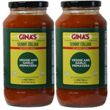 Gina’s Skinny Italian Veggie & Garlic Primavera, 2-Pack (Two 24 oz Jars) | No Sugar Added, Low Carb, Keto & Gluten Free Pasta Sauce | Clean
