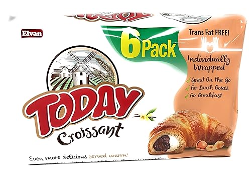 Today Soft Croissant, Perfect Breakfast Pastry, Individually Wrapped (Chocolate Hazelnut & Vanilla, Pack of 6)