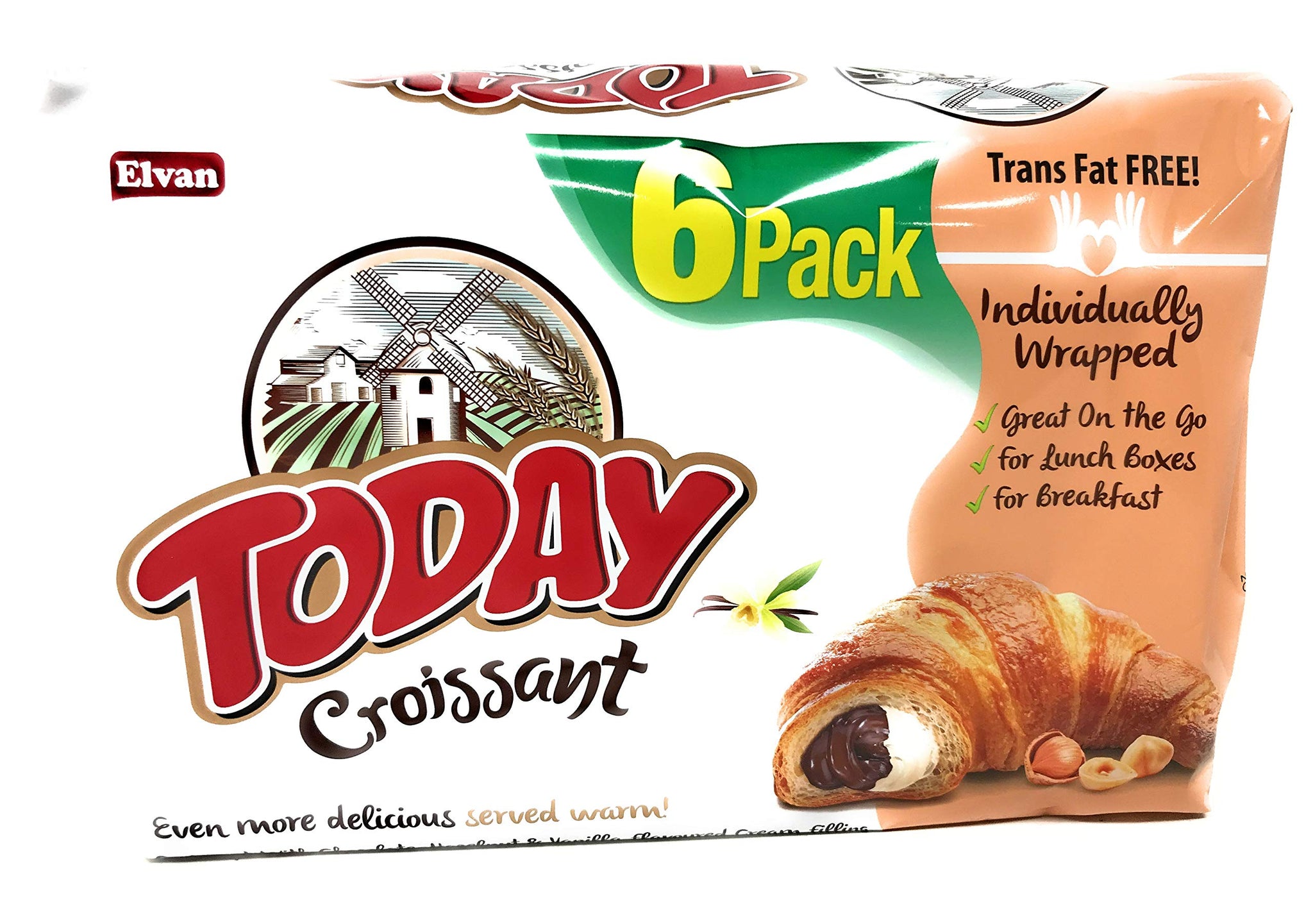 Today Soft Croissant, Perfect Breakfast Pastry, Individually Wrapped (Chocolate Hazelnut & Vanilla, Pack of 6)