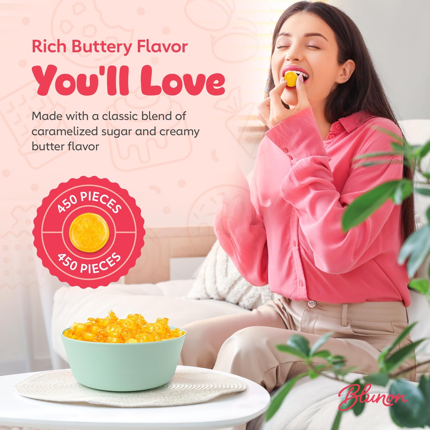Butterscotch Hard Candy - 6 Pounds Bulk - Individually Wrapped Butter Scotch Yellow Candies - 450 Pieces