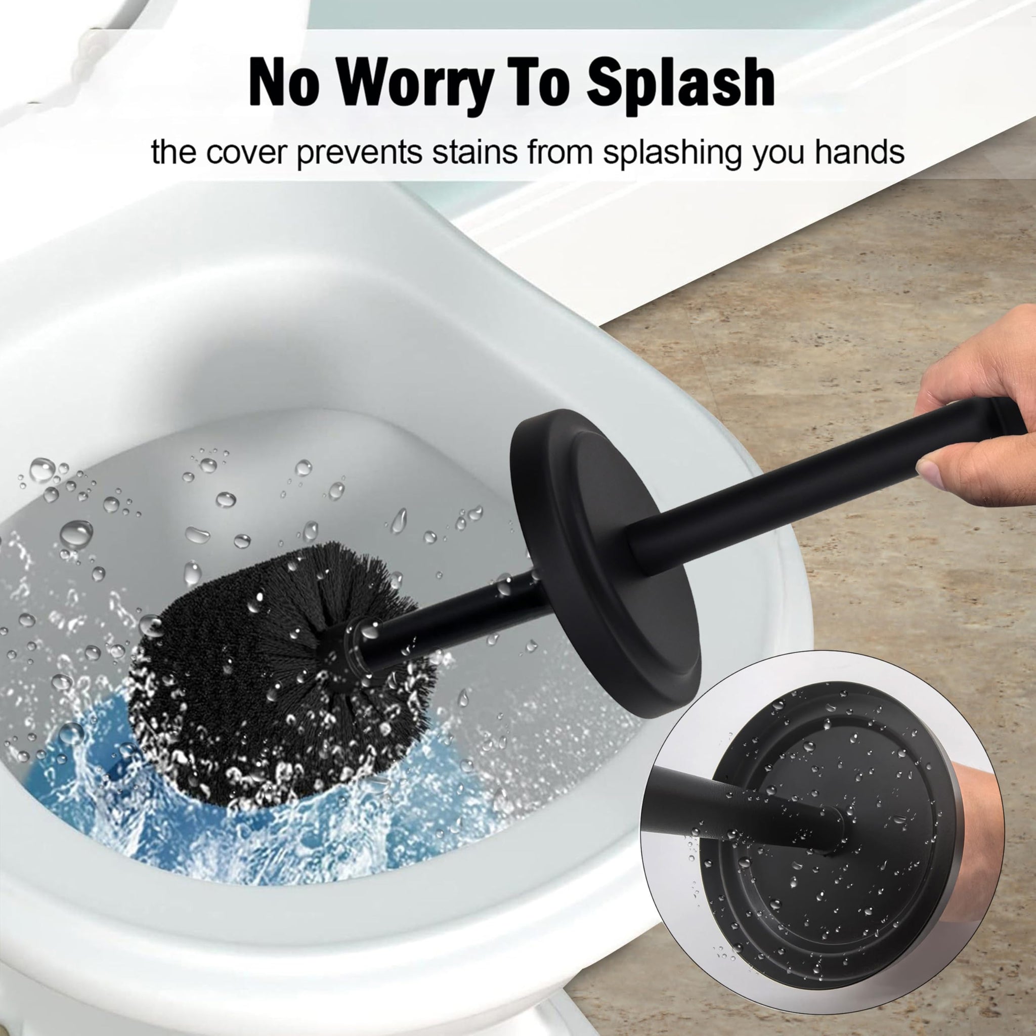 Indecor Home Matte Black Toilet Bowl Brush with Holder, Durable Bathroom Cleaning Tool, Modern Design for Easy Toilet Maintenance, Bathroom Cleaner