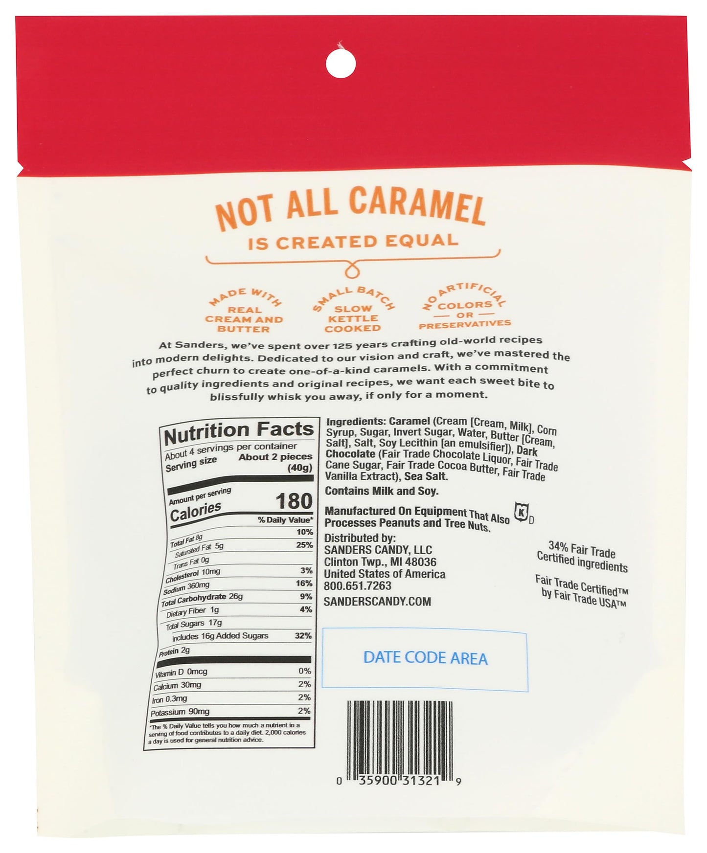 Sanders, Caramels Sea Salt Dark Chocolate, 5.5 Ounce