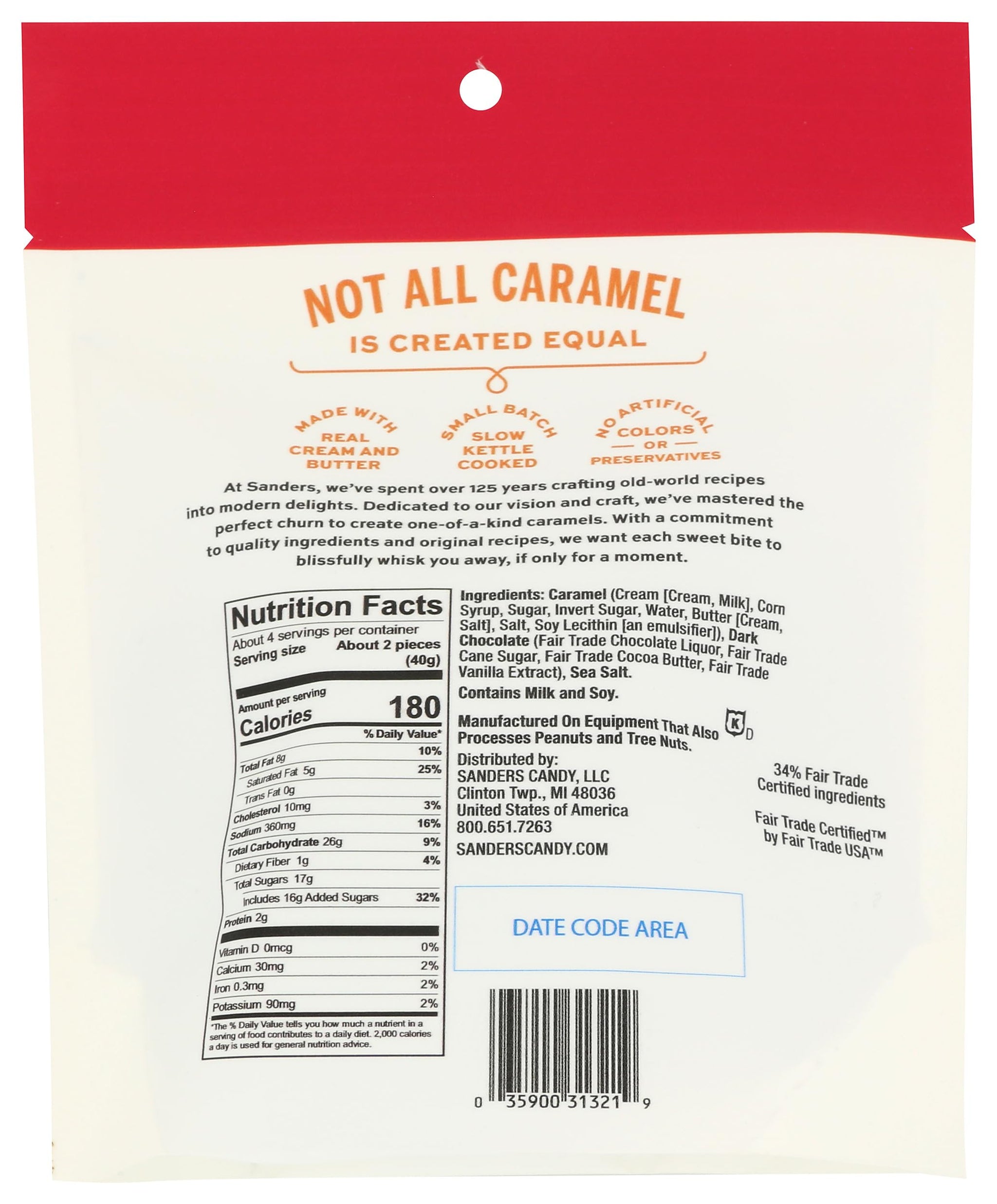 Sanders, Caramels Sea Salt Dark Chocolate, 5.5 Ounce