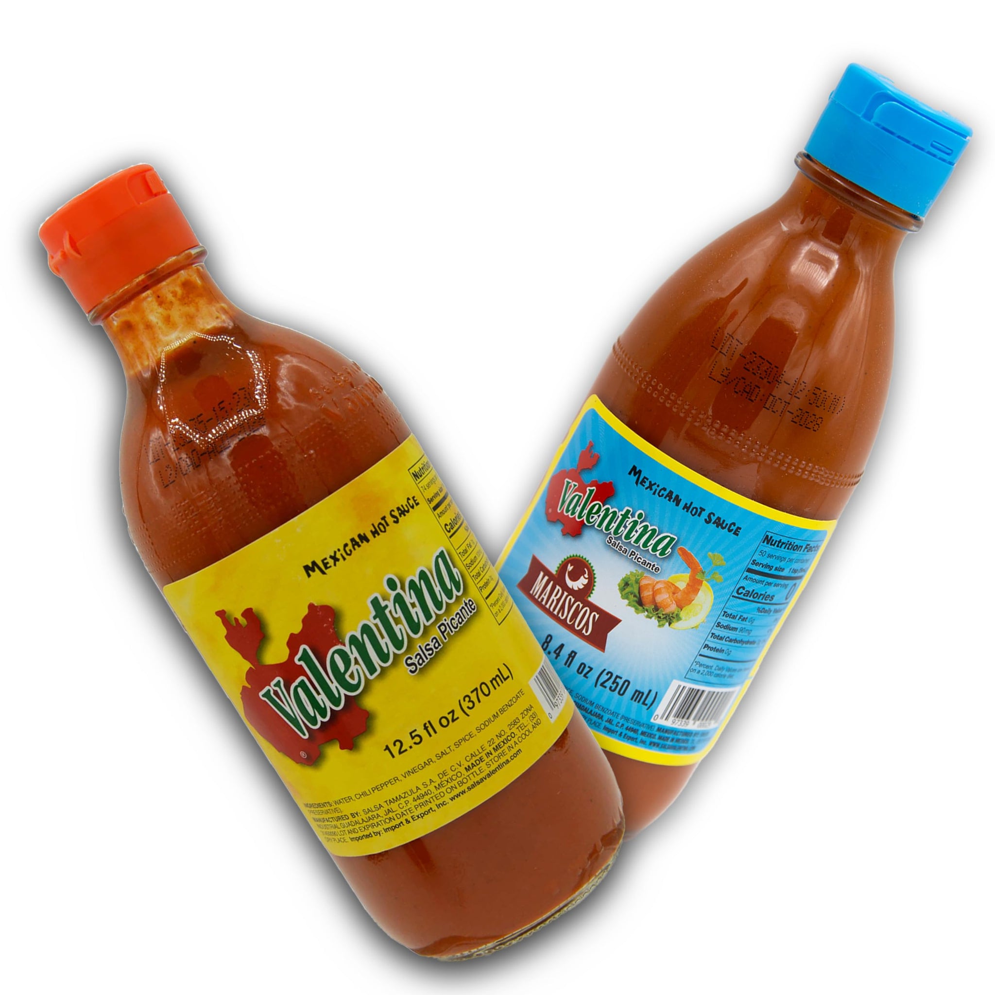 Mexican Hot Sauce Bundle - Includes 1 Hot Sauce Red Label 12 Fl Oz & 1 Seafood Sauce Picante 8 Fl Oz ideal for Seafood, Made with Mexican Chili