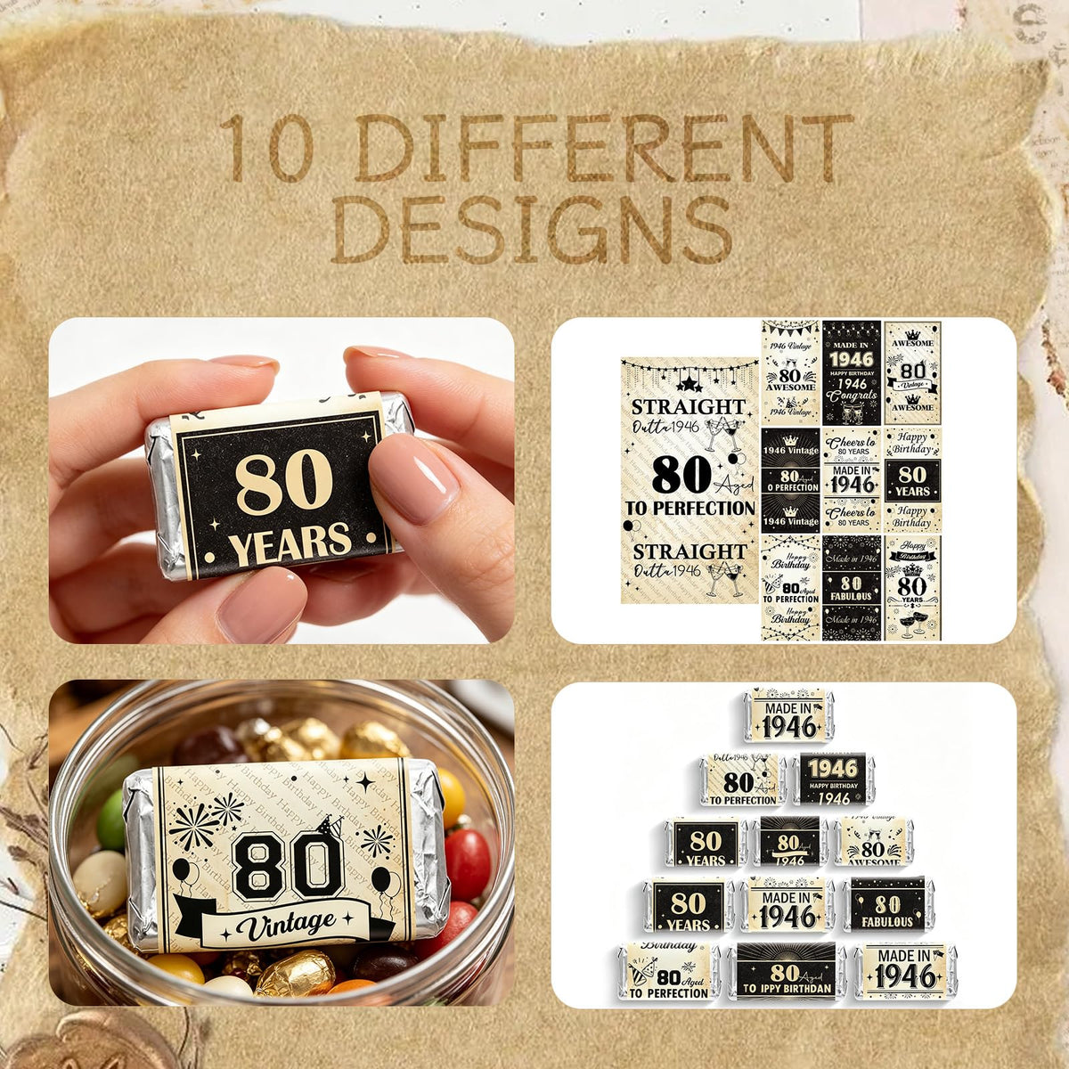 Hokinaa 80th Birthday Party Decorations - 100 Pcs Happy Back in 1946 Decor