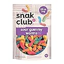 Snak Club Sour Gummy Worms, Assorted Sweet and Sour Gummies, Bulk Candy, Gluten-Free Snacks, Non-GMO, 32 oz Resealable Bag
