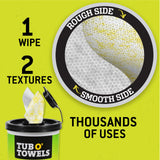Tub O' Towels TW75 Heavy-Duty Multi-Surface Cleaning Wipes - Dual Texture 10" x 12" XL, 75 Count - Removes Grease, Tar, Oil, Paint, Ink & Tough Stains
