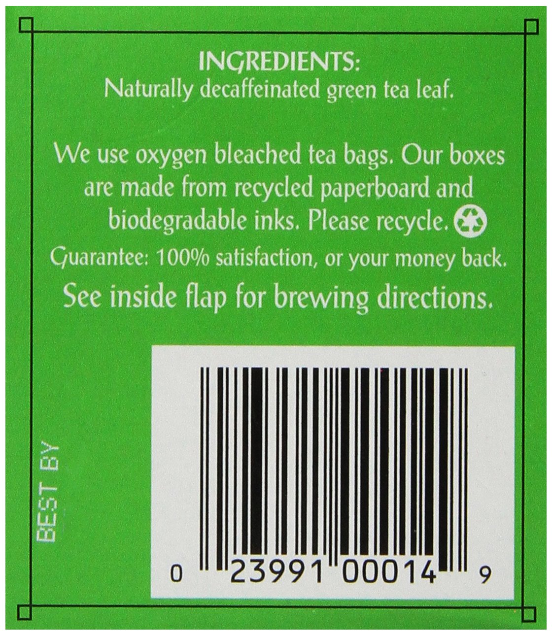Triple Leaf Tea, Decaf Green Tea, 20 Tea Bags (Pack of 6)