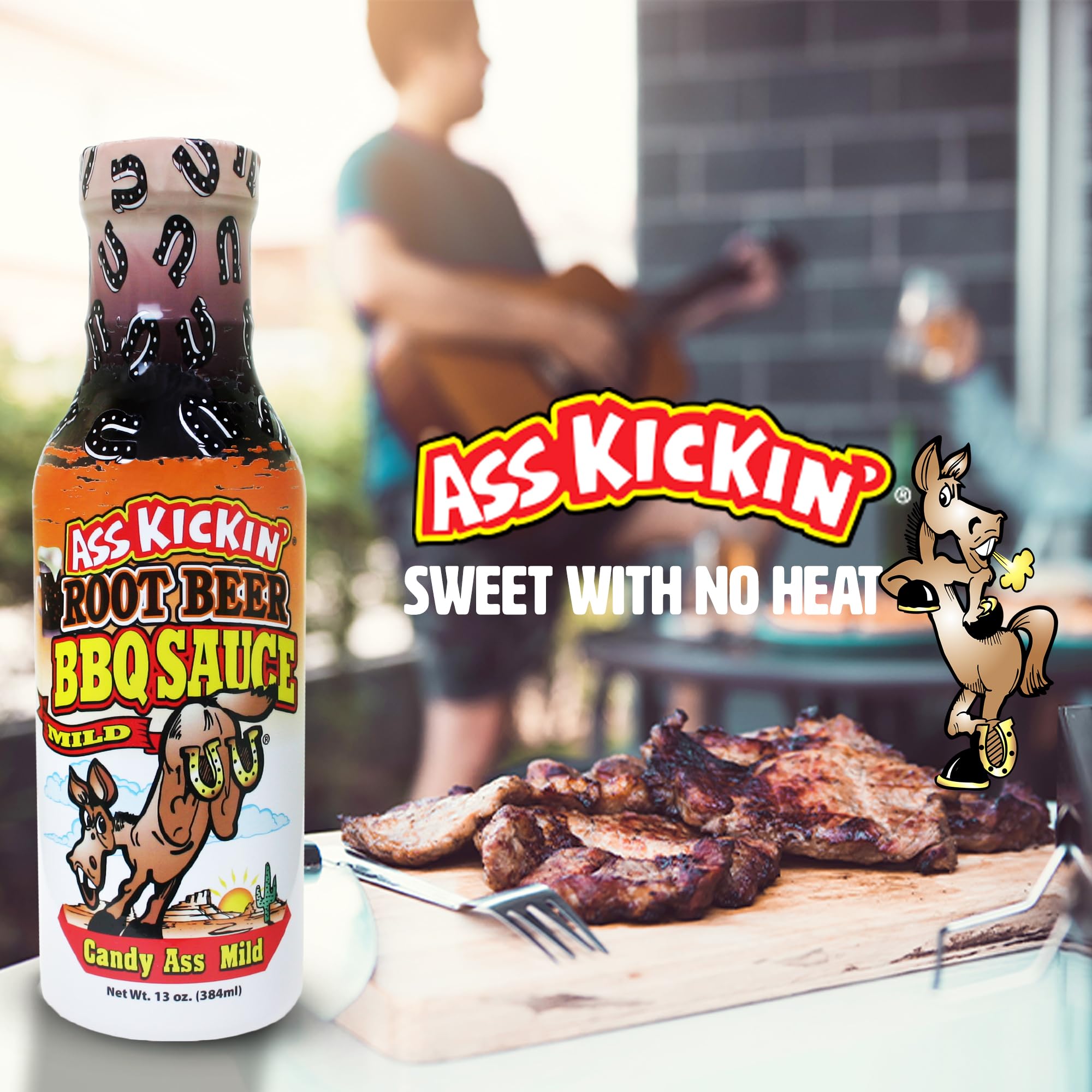 Ass Kickin' Sweet Root Beer BBQ Sauce - 13 oz. Bottle - Premium Gourmet Mild and Sweet Barbecue Sauce - Perfect for Chicken Wings on the BBQ Grill