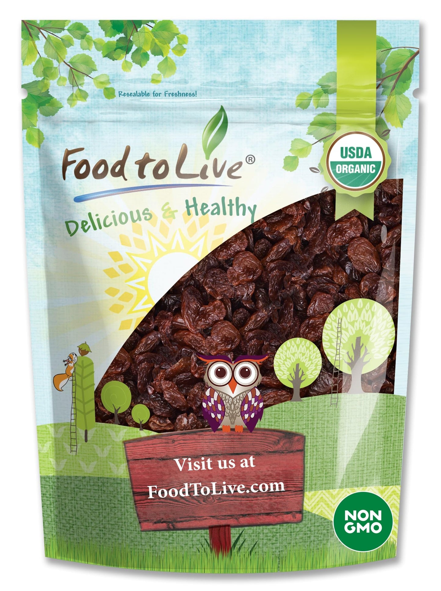 Food to Live Organic Sultana Raisins, 1.5 Pounds - Non-GMO, Unsweetened, Unsulfured, Lightly Coated with Organic Sunflower Oil, Vegan, Paleo Friendly