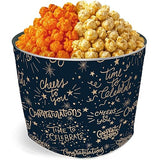 Renée’s Congratulations Popcorn Gift Tin - 2 Gallon - Cheesy Caramel Collision™ & White Cheddar Caramel Collision™ Half & Half Popcorn Tin