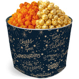 Renée’s Congratulations Popcorn Gift Tin - 2 Gallon - Cheesy Caramel Collision™ & White Cheddar Caramel Collision™ Half & Half Popcorn Tin